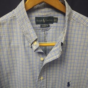 Ralph Lauren Men's 17 ½ light blue plaid shirt